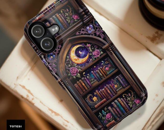 Bookshelf celestial Purple  iPhone MagSafe Case: Goth Celestial Book Lover Gift