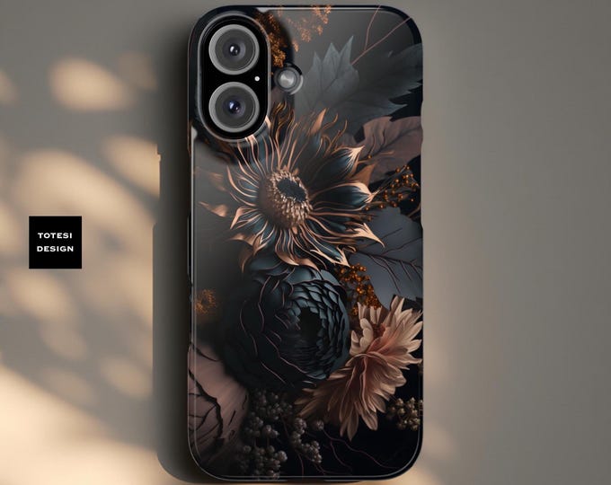 Dark Moody Floral Academia Slim iPhone Case, Gothic iPhone Cover, Elegant Floral Phone Case, Gothic Phone Case, Modern iPhone Case