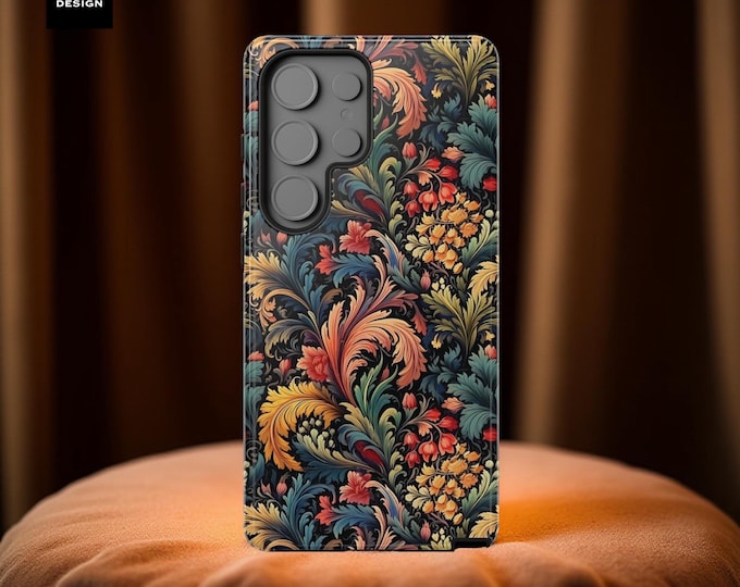 Vintage Victorian style floral foliage swirly aesthetic | Tough Phone Case for Samsung Galaxy S25,S22, S23 S24, iPhone 16-11