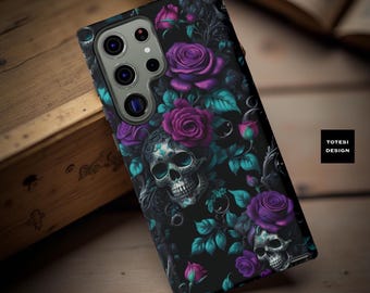 Gothic Roses Skulls Samsung Galaxy Tough Phone Case