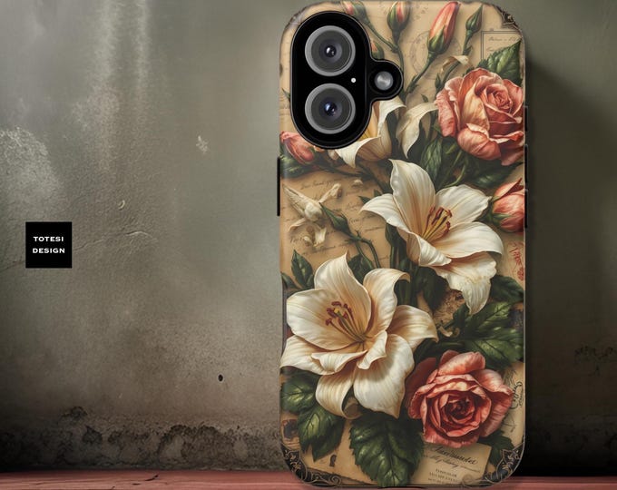 Phone Cases, Vintage Floral iPhone Samsung Art Nouveau Glossy Matte, Birthday Gift Mom Friend, Tough Protective Cover, Unique Custom Case,