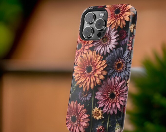MagSafe Gerbera Flowers Unique Boho Art iPhone tough phone cases 16 15 14 13 12  Plus Pro Max Mini Glossy matte  Gift for birthday