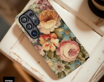 Vintage Floral Tough Phone Case: Pastel Flower Art