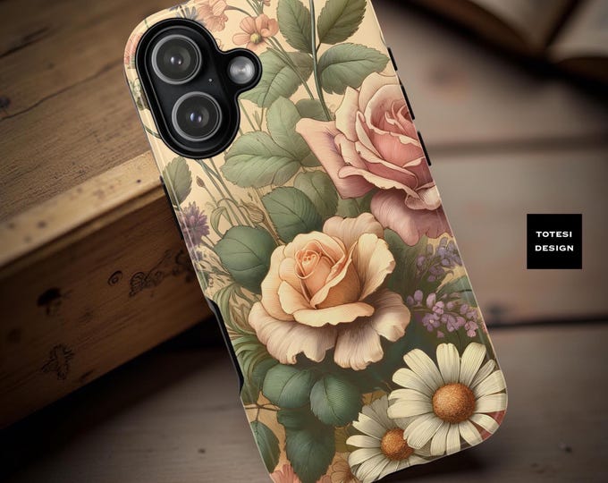 Vintage Garden Floral iPhone 17 16 Samsung S25 S24 Botanical Nature Tough Phone Case