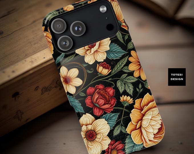 Bohemian Floral iPhone Case: Dual Layer Tough MagSafe Compatible