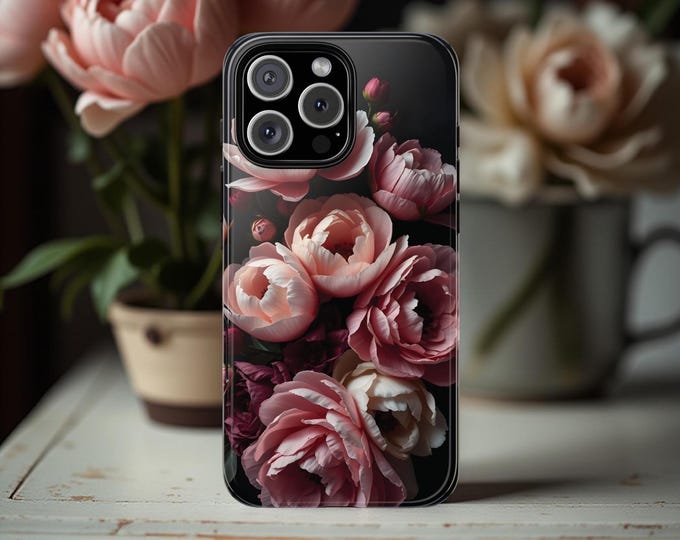 Peony Floral Phone Case for iPhone & Galaxy Elegant Blush Pink Rose Unique Art
