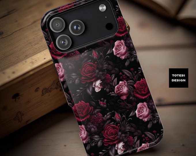 Dark Floral iPhone MagSafe Case: Gothic Academia Dual Layer Tough Case