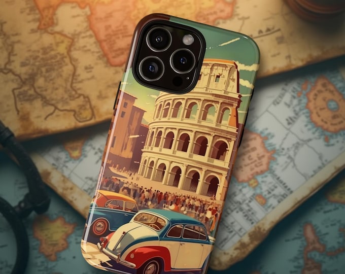 Phone Cases - Italy Rome Travel Retro Vintage - iPhone Samsung Google - Italian Vacation Travel Lover Gift, Tough Protective Cover S25 S24