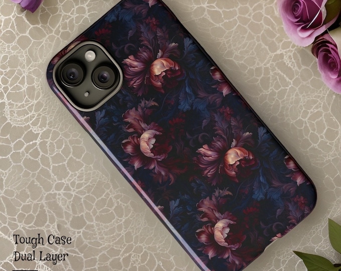 Dark Floral Goth Academia Phone Case Samsung Galaxy, iPhone cases  | Glossy or Matte