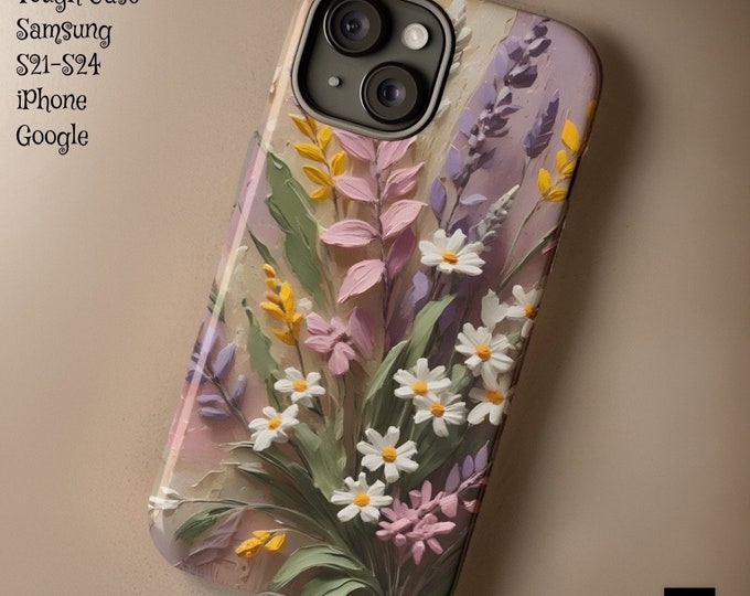 Spring pastel pink mauve floral art Samsung tough phone case| S24 S23 S22 S21 S20 Plus Ultra | Google iPhone  |Glossy or Matte