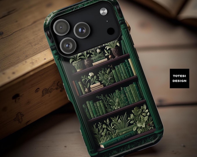 Bookshelf iPhone 16 17 Pro Max Air Case: Whimsical Floral Book Design, Magnetic, Tough