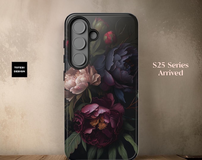 Moody Dark Goth Floral iPhone 16 15 14 13 12 Pro Max Plus  sturdy phone cases S25, S22, S23 S24 Plus, Ultra|
