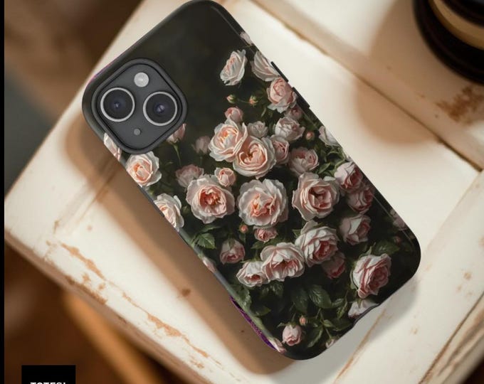 Pink Roses Dark Romance Art Dual layer tough slim phone case