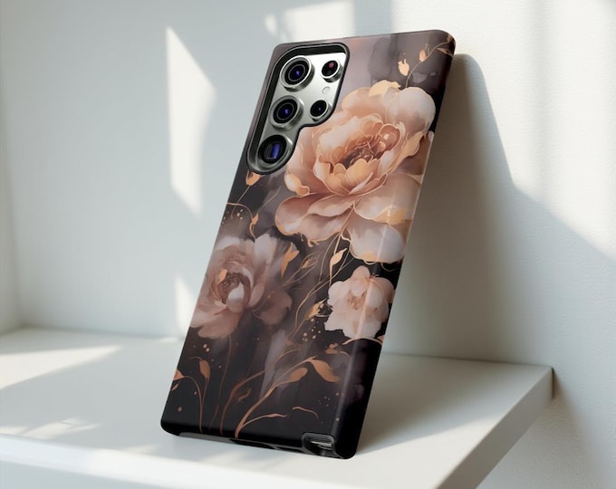 Moody floral soft goth romantic Samsung Galaxy Tough Cases S25 S24 S23 S22 iPhone 16 15 14 13 12 11 Pro Max Plus Mini |birthday