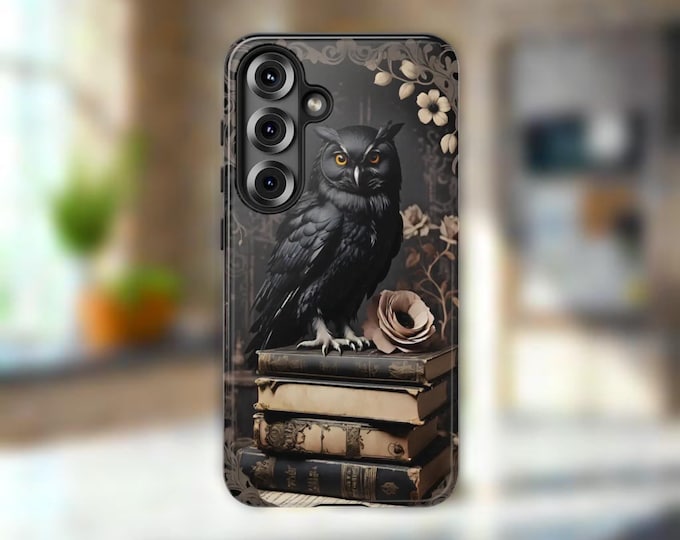 Gothic floral owl book Samsung Galaxy phone cases | dark academia  glossy matte | S25 S24 S23 S22 S21  Plus Ultra | book owl lover gift