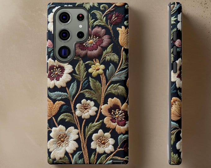 Dark boho Samsung Galaxy Cases S25 S24 S23 S22 S21 Plus ultra vintage floral unique art aesthetic| tough phone cases