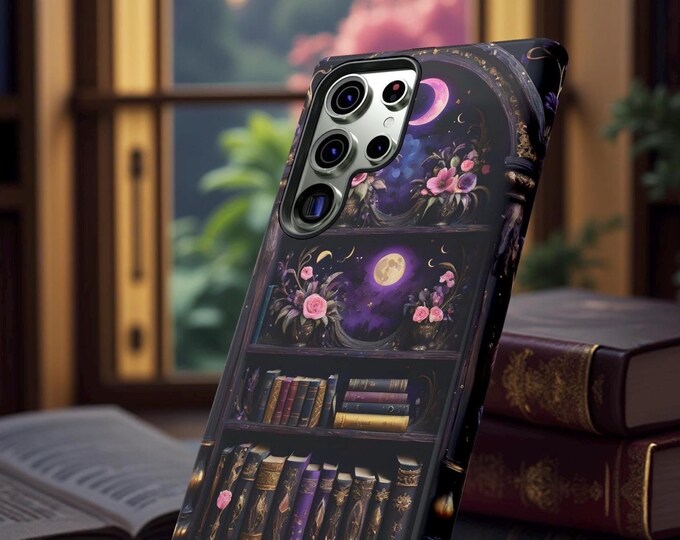 Bookshelf Samsung  phone cases magical, Book lover fantasy, iPhone Google Pixel, celestial Matte or Glossy, Gift for Teen Daughter