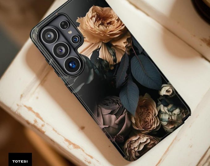 Dark Floral iPhone Case: Gothic Victorian Style, Tough Dual Layer Samsung S26 ultra