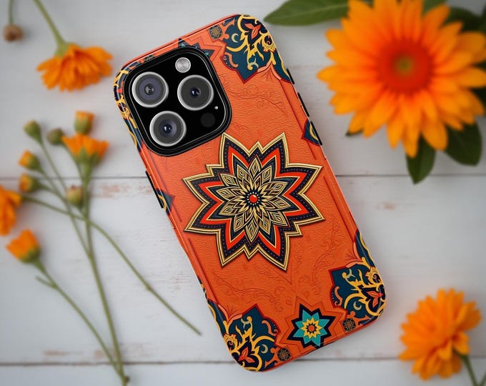 Orange iPhone tough Case: unique Art, Dual Layer Protection 17 16 15 14 13 12