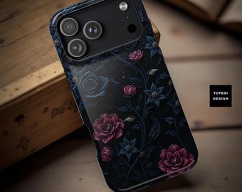 Dark Academia Floral iPhone Case: Celestial Swirls, MagSafe Compatible