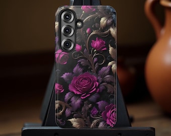 Gothic Dark Floral Rococo iPhone models and Samsung Galaxy Tough Cases