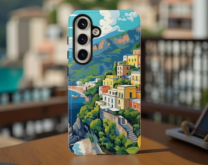 Tough Cases, Amalfi Coast Travel Phone Cover, Italy Vacation Samsung Google iPhone, Coastal Tough Phone Case, Protective Phone Case for