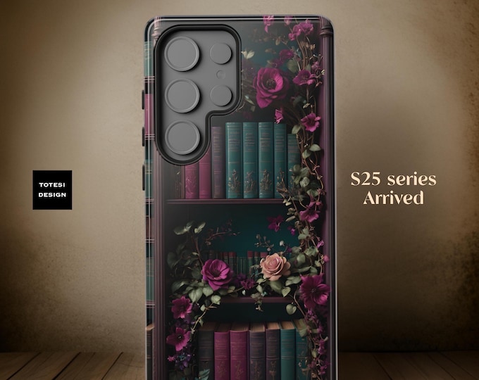 Dark Academia Literary Books Bookcase Aesthetic | Samsung Galaxy Tough Case S25 S24 S23 S22 Plus Ultra Gothic | Glossy or Matte