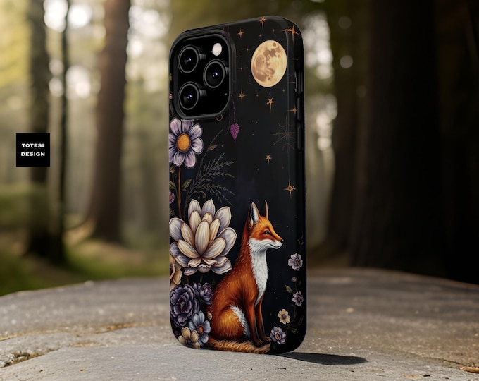 iPhone 16 Magnetic  Night Garden Fox Unique Art  iPhone tough phone cases 15 14 13 12  Plus Pro Max Mini Glossy matte  Gift for Xmas