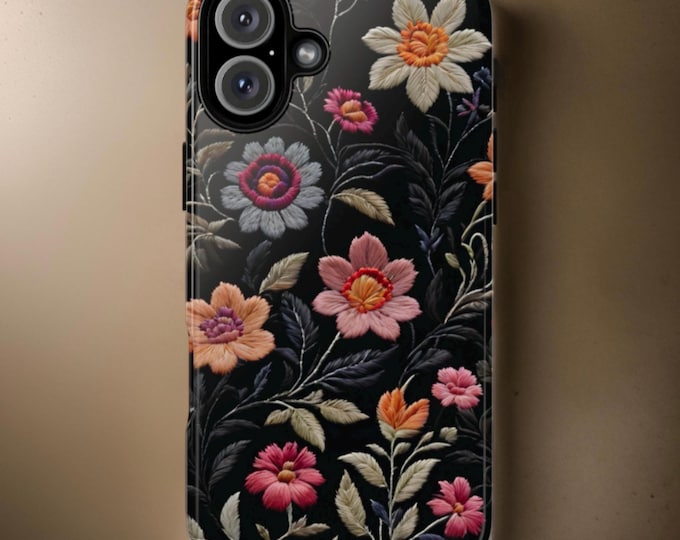 Dark Floral Unique Art Samsung S25 S24 S23 Plus Ultra iPhone 16 15 14 13 12 11 Pro Max Plus Dual layer tough phone case by TotesiDesign