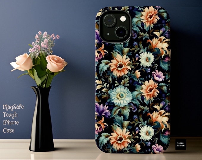 Boho cheerful floral aesthetic magnetic impact resistant phone case - 13 14 15 16Pro Max Plus Mini