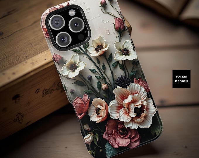 Chic Floral Art iPhone Case: Magnetic Tough Dual Layer
