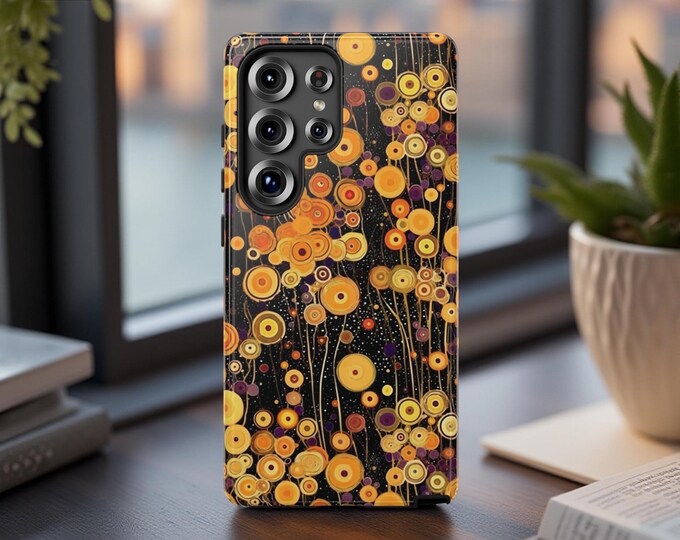 Phone Case Abstract Flowers Samsung Galaxy Tough Case iPhone 16 15 14 13 12 11 Pro Max Plus| S25 S24 S23 S22 S21 Plus Ultra