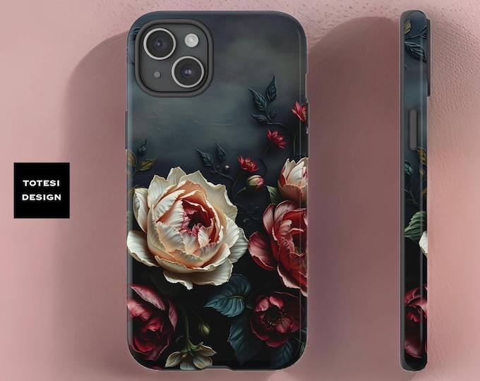 Moody Fall Winter Floral iPhone Case 15 14 13 12 11 Plus Pro Max Dual layer sturdy phone case |  Glossy or Matte