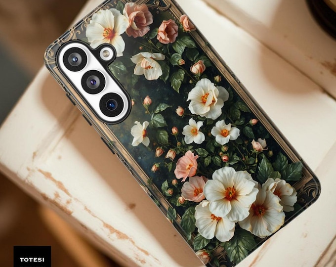 Art Nouveau Floral Phone Case: Impact Resistant, Dual Layer Protection