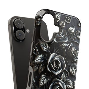 Gothic Black Roses Phone Case | Magnetic Impact-Resistant Case image 13