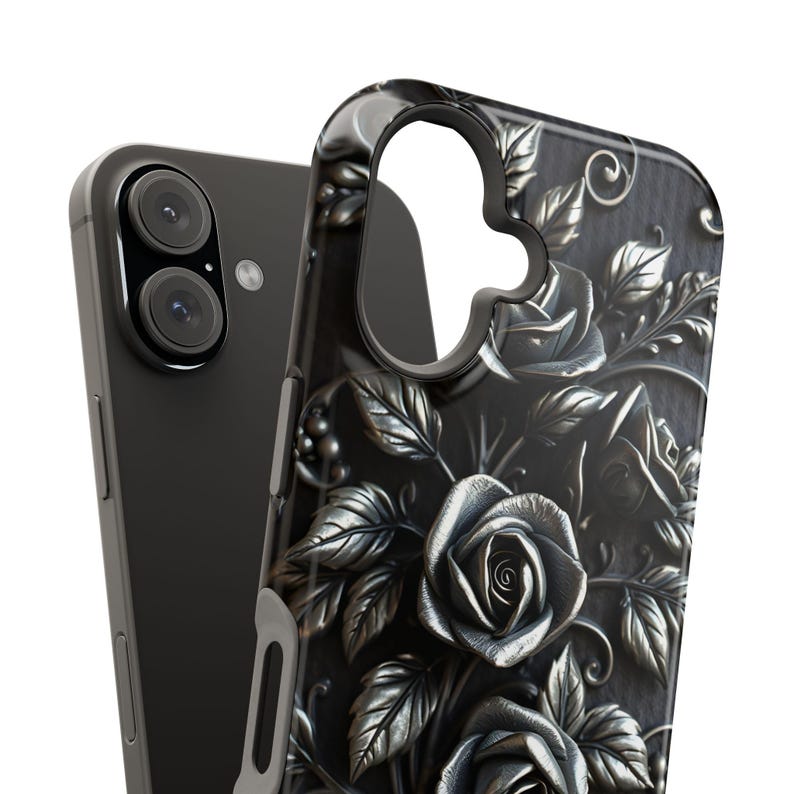 Gothic Black Roses Phone Case | Magnetic Impact-Resistant Case image 13