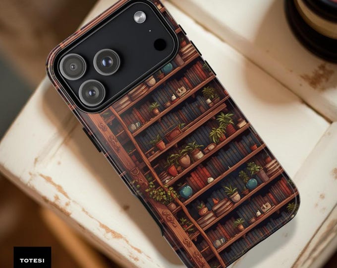 Bookish Dual Layer Tough Phone Case – Bookshelf Plant Design