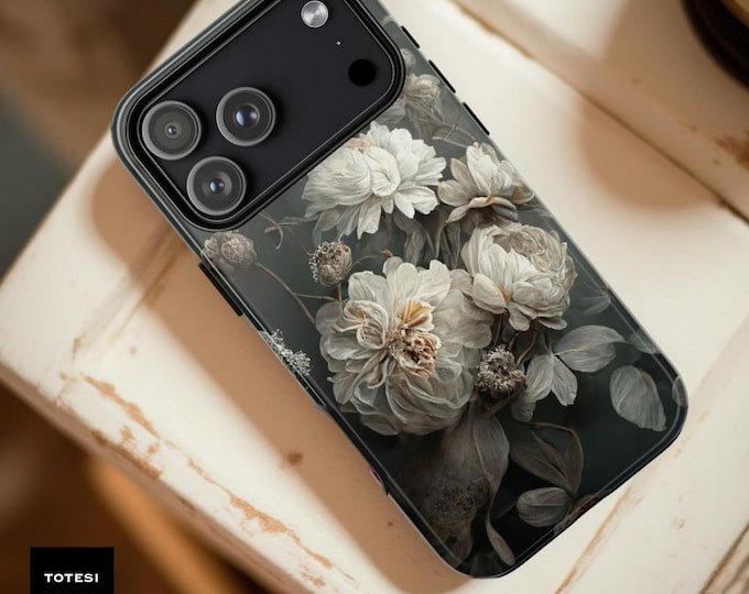 Dark Floral iPhone Case: Dual Layer Protective Phone Cover