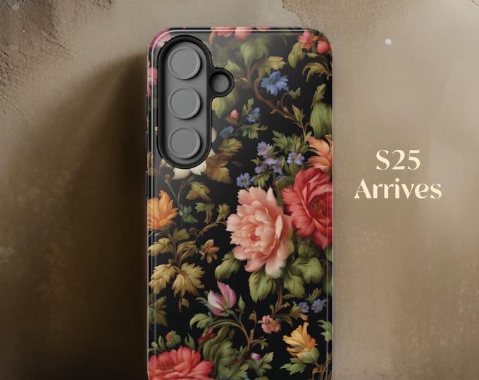 Dark floral academia Samsung Galaxy S21 S22 S23 S24 S25 Plus Ultra  | ornamental roses Victorian Gothic floral, Glossy or Matte