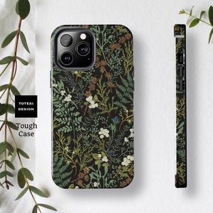 Botanical, magical forest, nature inspired glossy iPhone tough case - 11, 12, 13, 14, Pro, Pro Max, Plus, Mini