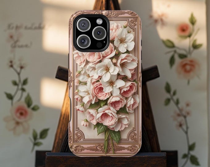Pink Floral Bouquet iPhone Case: Vintage Magsafe Phone Cover