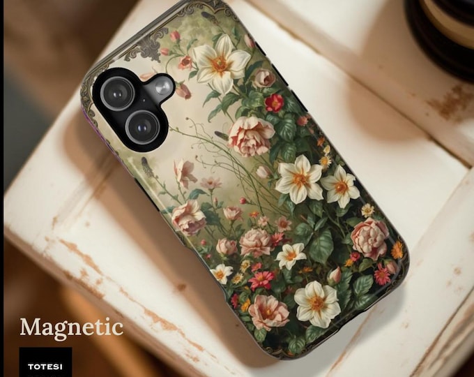 Art Nouveau Floral iPhone Case, Vintage Garden, Magsafe Compatible Samsung iPhone