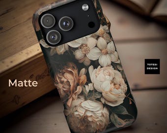 Dark Floral Academia MagSafe iPhone Case: Tough, Glossy or Matte