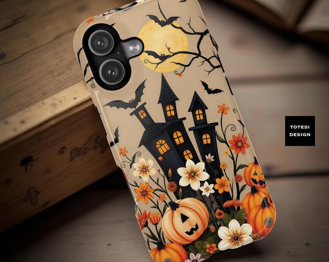 Halloween Phone Case Fall Art MagSafe iPhone case  dual layer tough phone case 13 14 15 Pro Max Plus Mini| Fall gifts