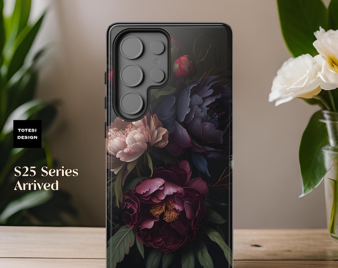 Dark Floral Academia Gothic samsung Galaxy S25 S24 S23 S22 S21 plus Ultra tough phone cases Glossy or Matte Birthday Gift Her
