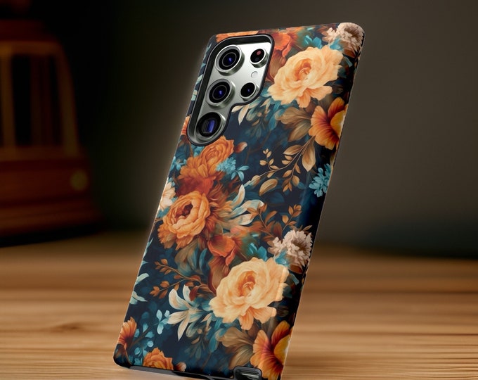 Boho Chic Floral Art Aesthetic Samsung Galaxy Tough Case S25 S24 S23 S22 iPhone 16 - 11,  Plus Ultra| Glossy or Matte| Gift for Flower Lover