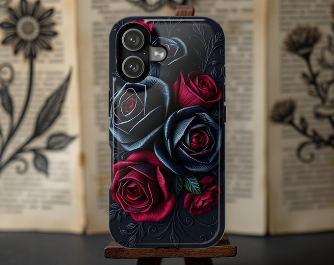 Gothic Floral iPhone Case: Impact Resistant, Red and Black Roses