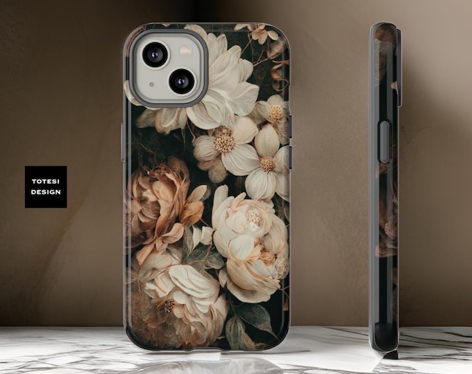 Fall Chic Moody Floral iPhone tough case 16 15 14 13 12 11 Pro Max Plus Google Pixel 8 7 6 5  Samsung Galaxy S24 S23 S22 Ultra Glossy Matte