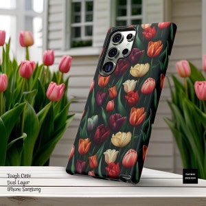 Tulips Botanical Nature Tough Phone Case Samsung S24 S23 S22 Galaxy iPhone Google  | Glossy or Matte | Birthday Gift