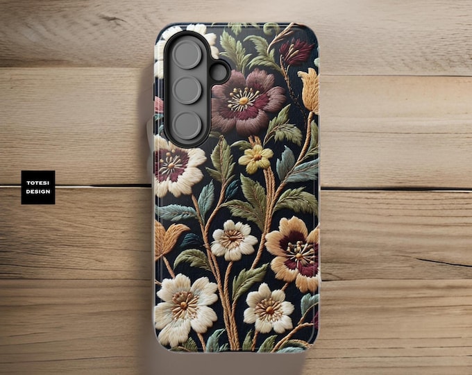 Boho Vintage Floral tough phone cases | Samsung Galaxy Cases S25 S24 S23 S22 S21 Plus ultra cozy cute cottagecore aesthetic